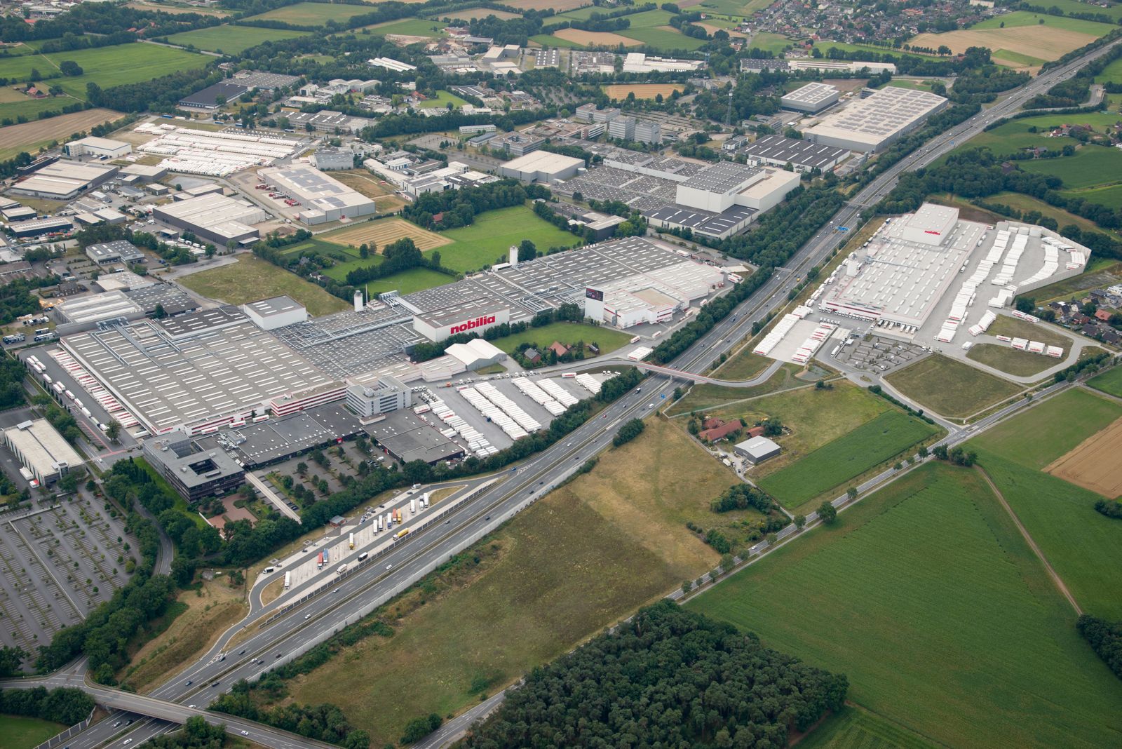 Aerial view of nobilia plants in Verl