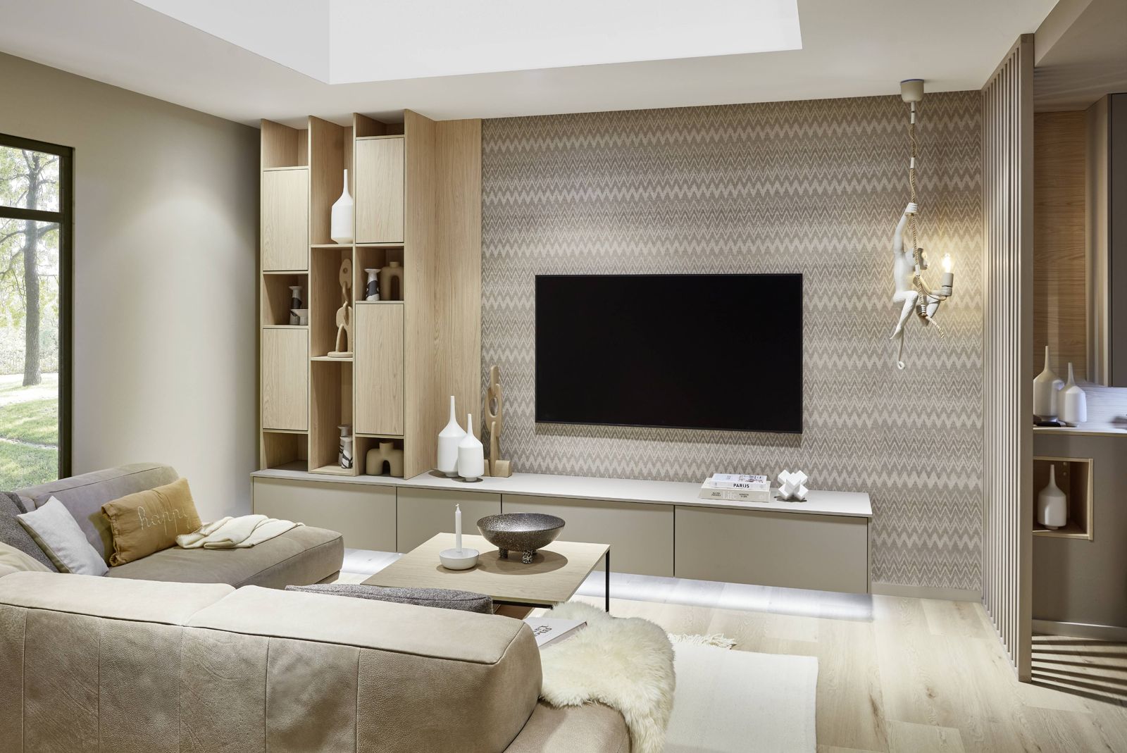 nobilia living room media wall and shelving